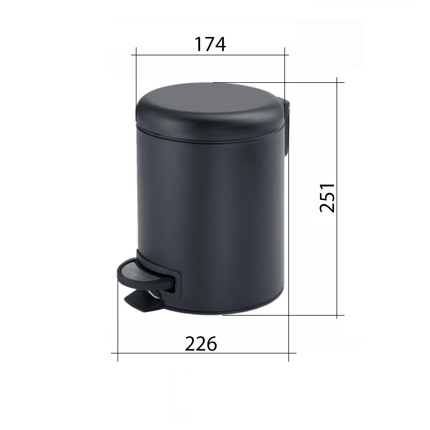POTTY kosz na śmieci 3l, Soft Close, czarny mat