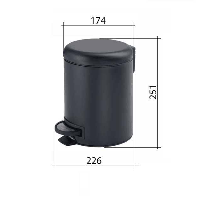 POTTY kosz na śmieci 3l, Soft Close, czarny mat