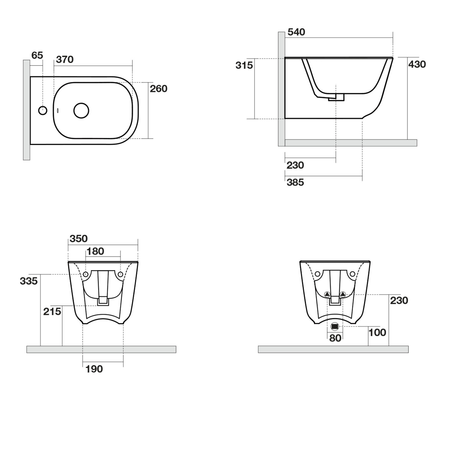TRIBECA bidet wiszący czarny mat 35x31,5 cm