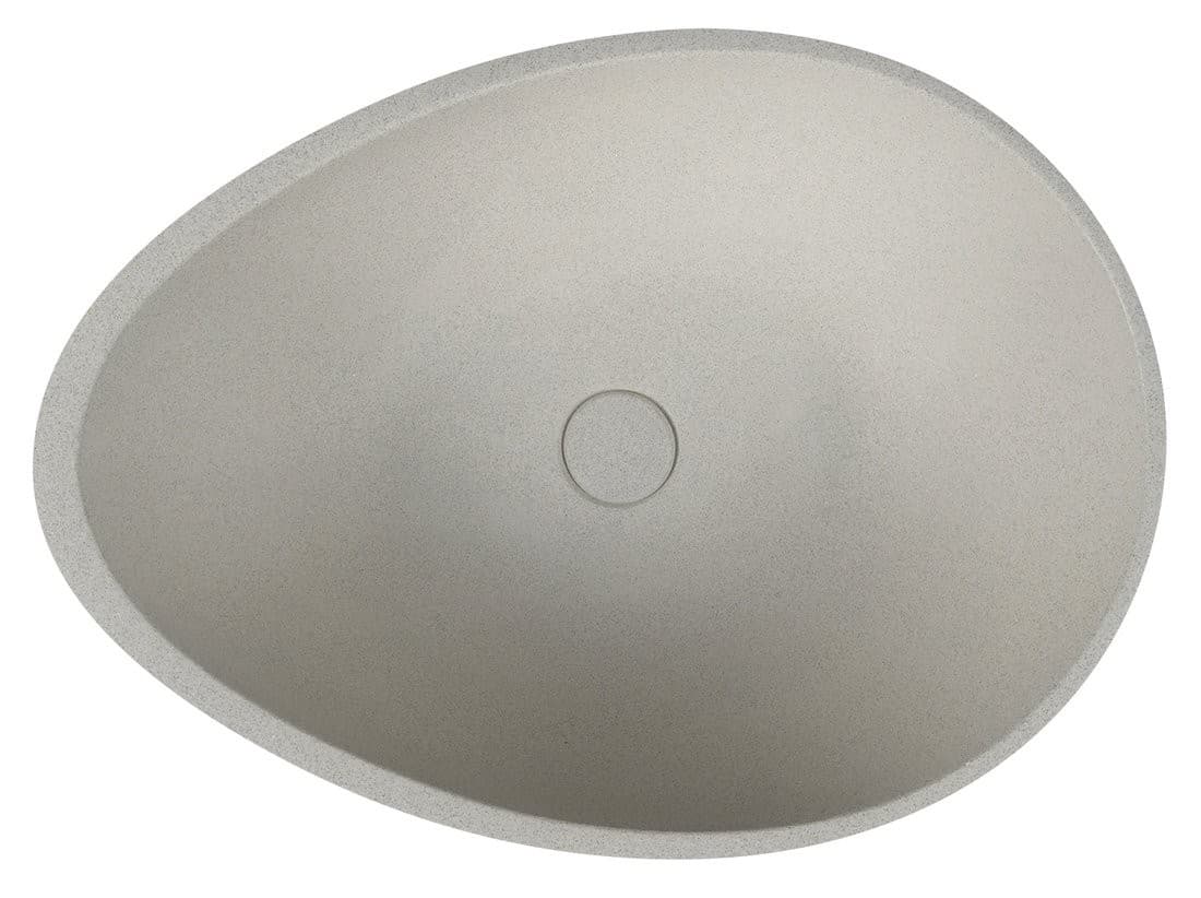 PUNC umywalka betonowa 53x39 cm z korkiem biały piaskowiec