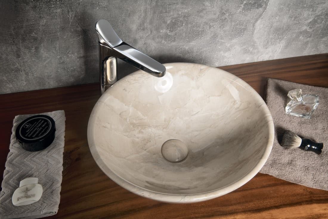 DALMA umywalka ceramiczna 42x42 cm, beżowy marmur