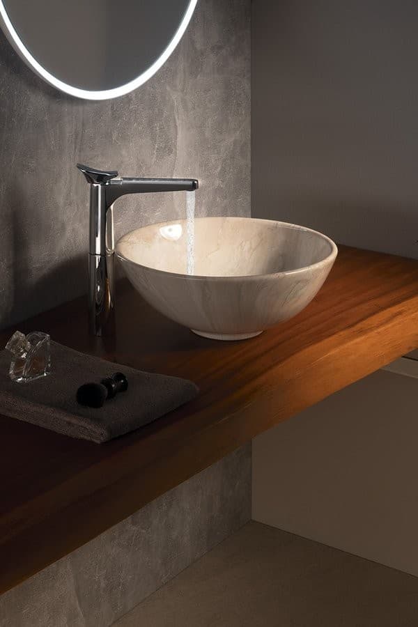 DALMA umywalka ceramiczna 42x42 cm, beżowy marmur