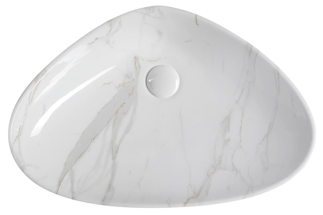 DALMA umywalka ceramiczna 58,5x39 cm w efekt marmuru