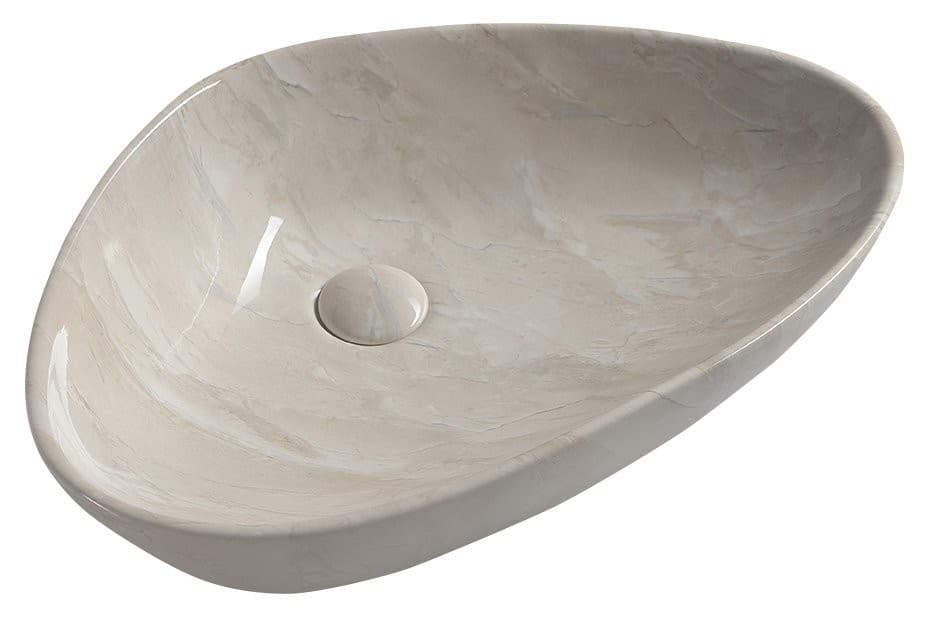 DALMA umywalka ceramiczna 58,5x39x14 cm z efektem marmuru