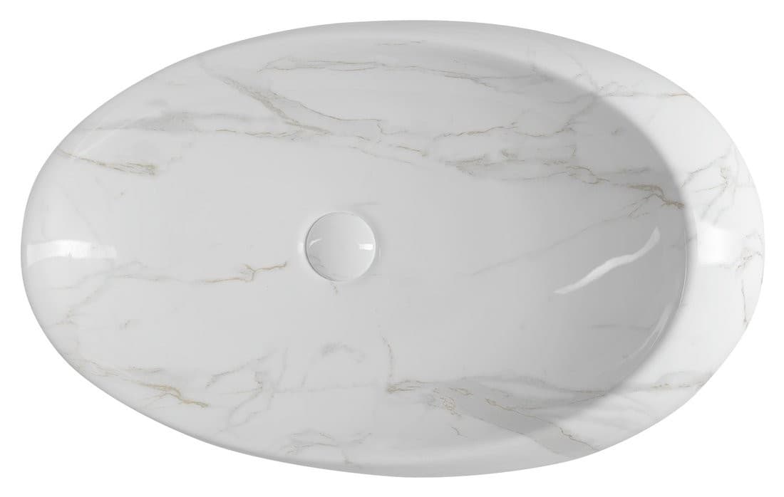 DALMA umywalka ceramiczna 68x44 cm, efekt marmuru