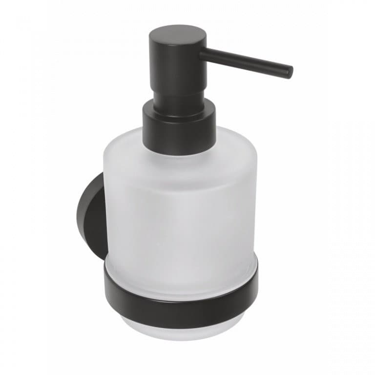 DARK dozownik mydła 200ml, szkło mleczne, czarny