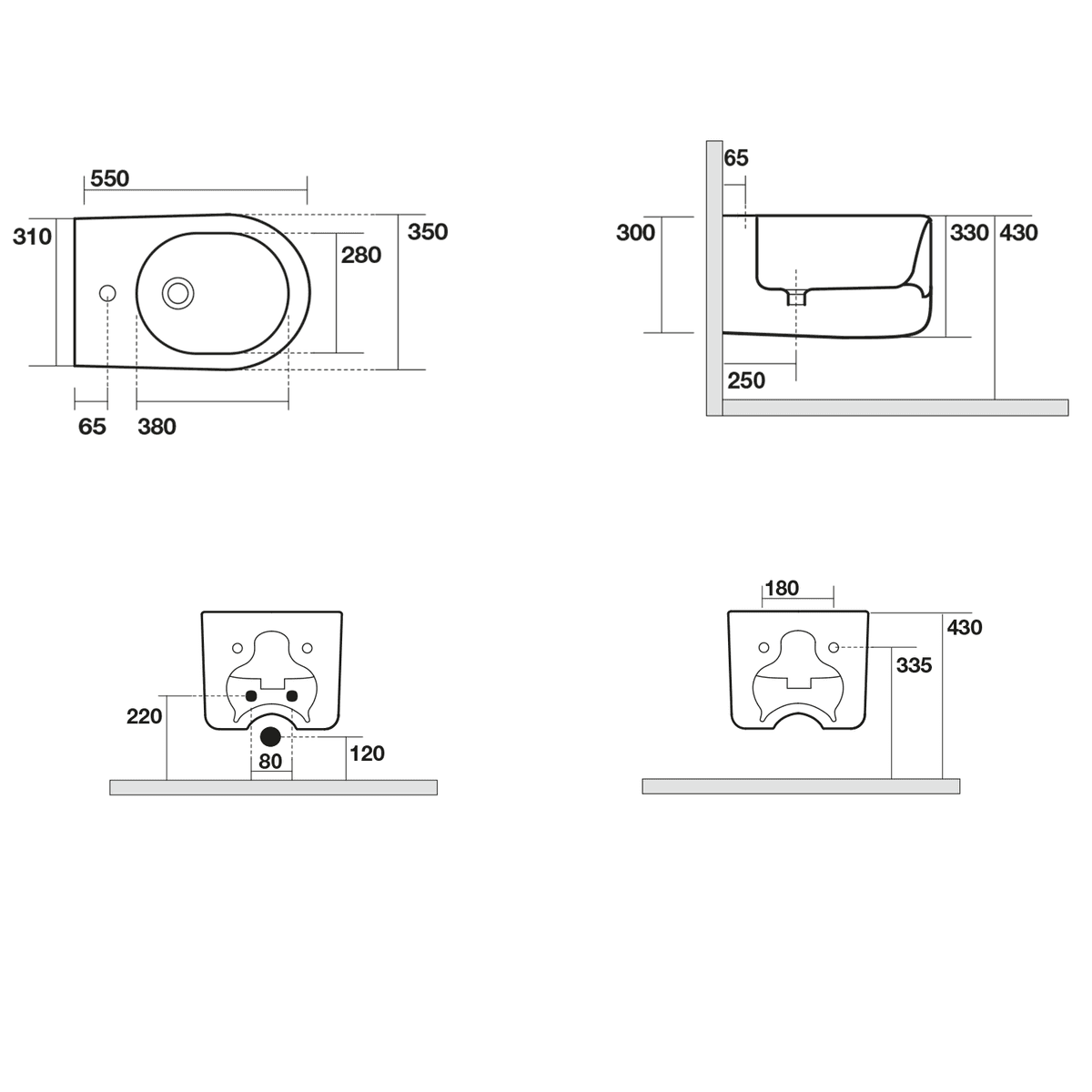 NOLITA wiszący bidet matowy 35x33x55cm