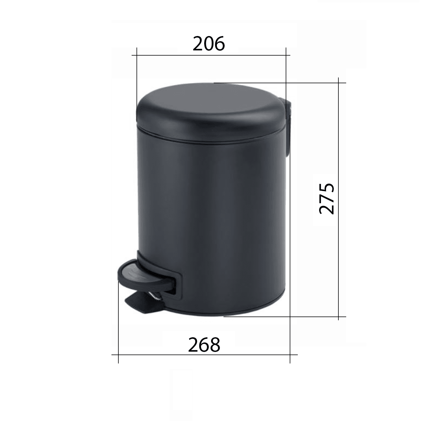 POTTY kosz na śmieci 5l, okrągły Soft Close, czarny matowy