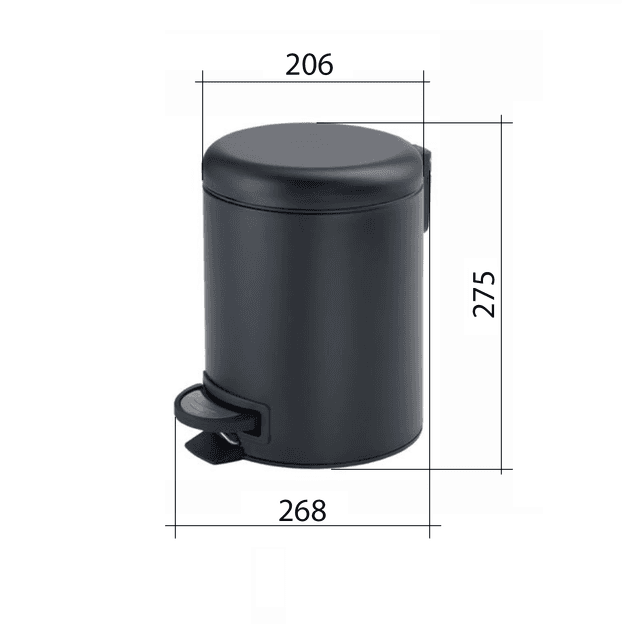 POTTY kosz na śmieci 5l, okrągły Soft Close, czarny matowy
