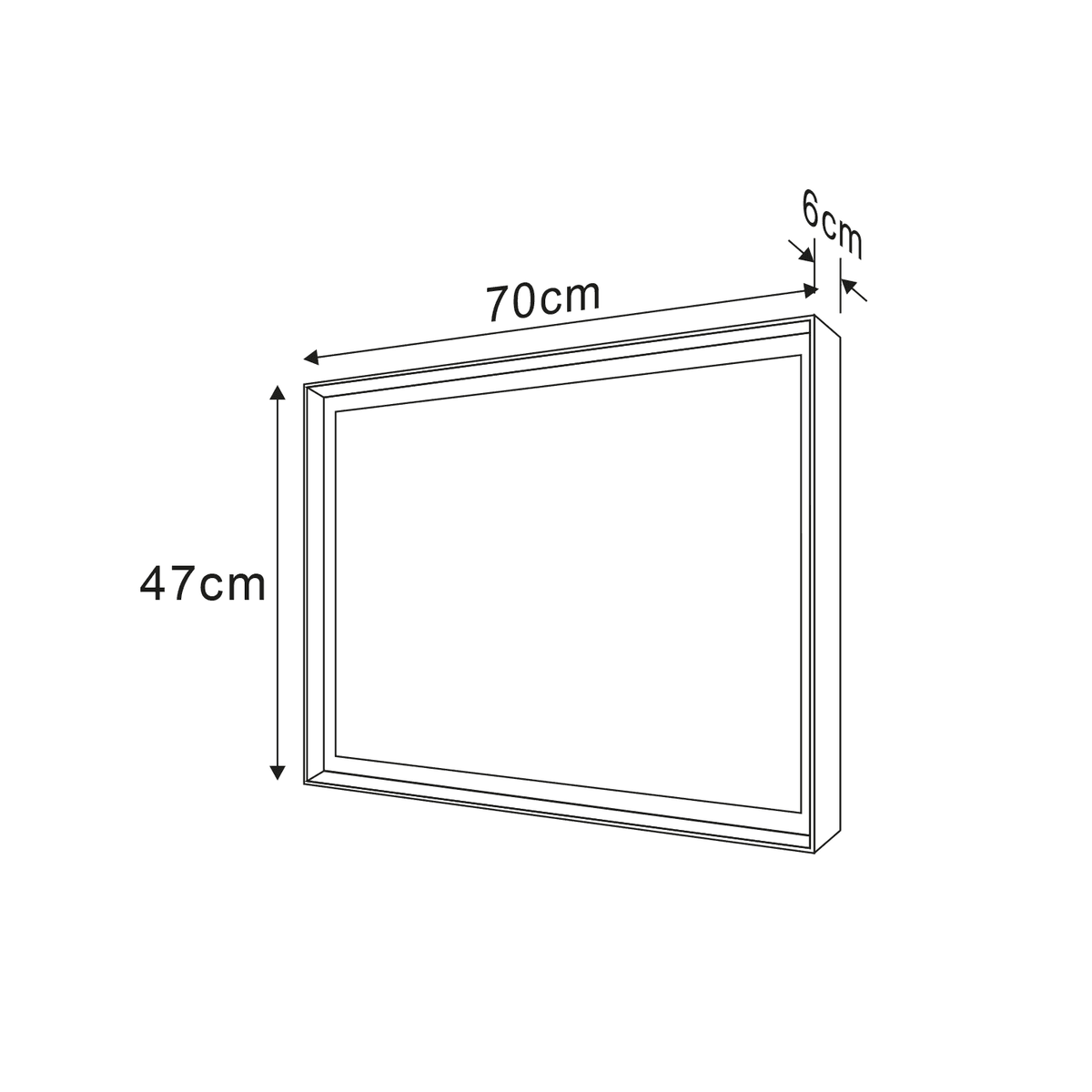 SORT lustro LED 470x700mm z czarną metalową ramą