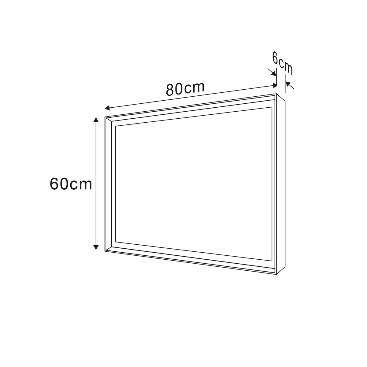 SORT lustro LED 600x800mm, czarne matowe z podświetleniem