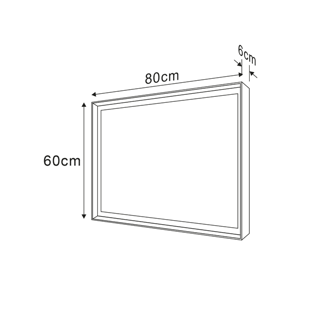 SORT lustro LED 600x800mm, czarne matowe z podświetleniem