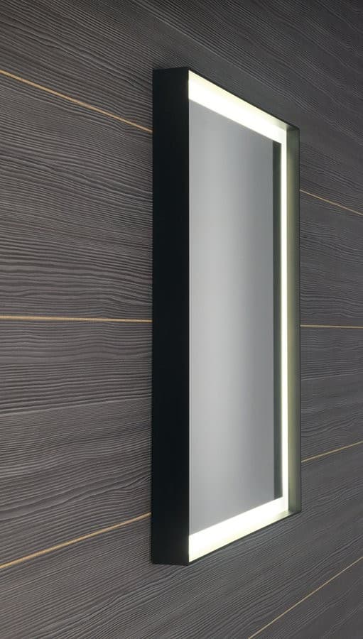 SORT lustro LED 600x800mm, czarne matowe z podświetleniem