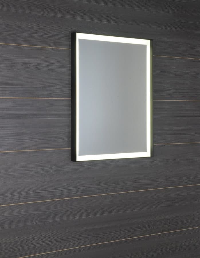 SORT lustro LED 600x800mm, czarne matowe z podświetleniem
