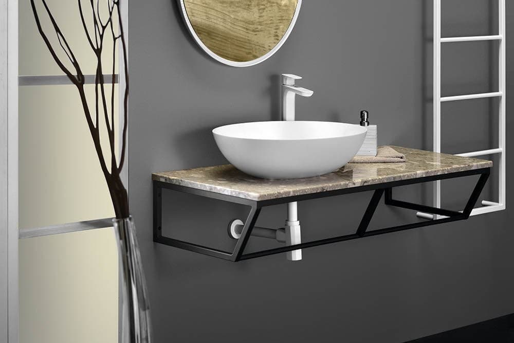 SKA Wspornik umywalki pod blat, 1200x200x460mm, czarny matowy