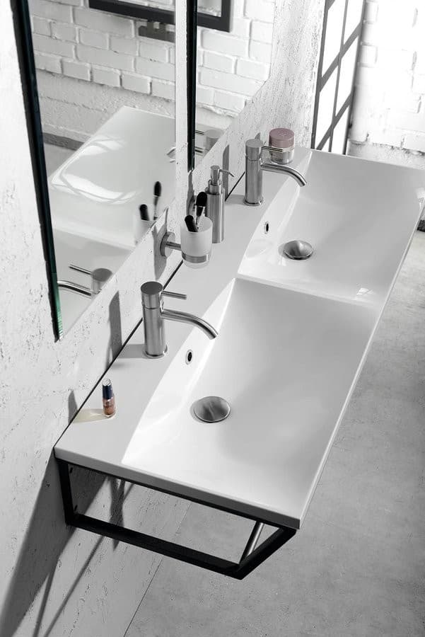 SKA Wspornik umywalki pod blat, 1200x200x460mm, czarny matowy