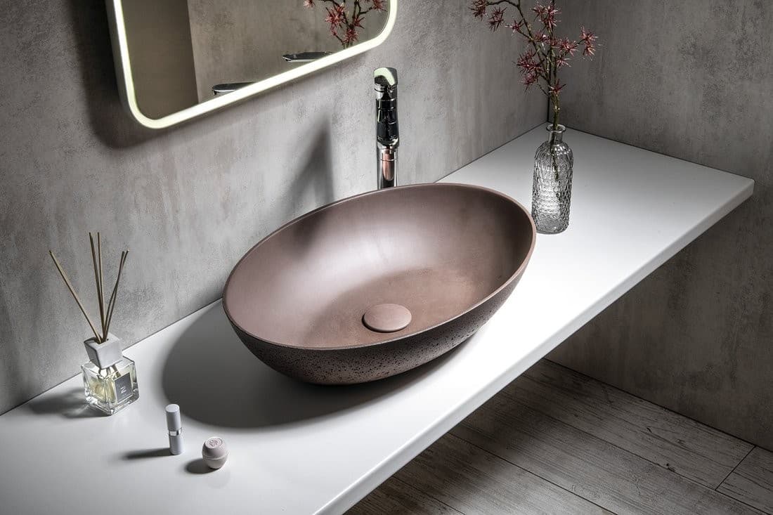 FORMIGO umywalka betonowa 60x14,5 cm z korkiem klik-klak