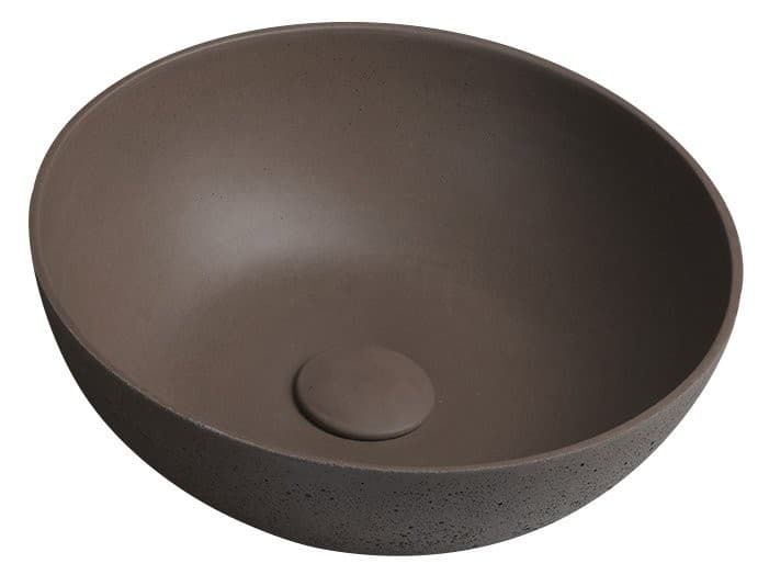 FORMIGO umywalka betonowa, okrągła 39 cm, brązowa