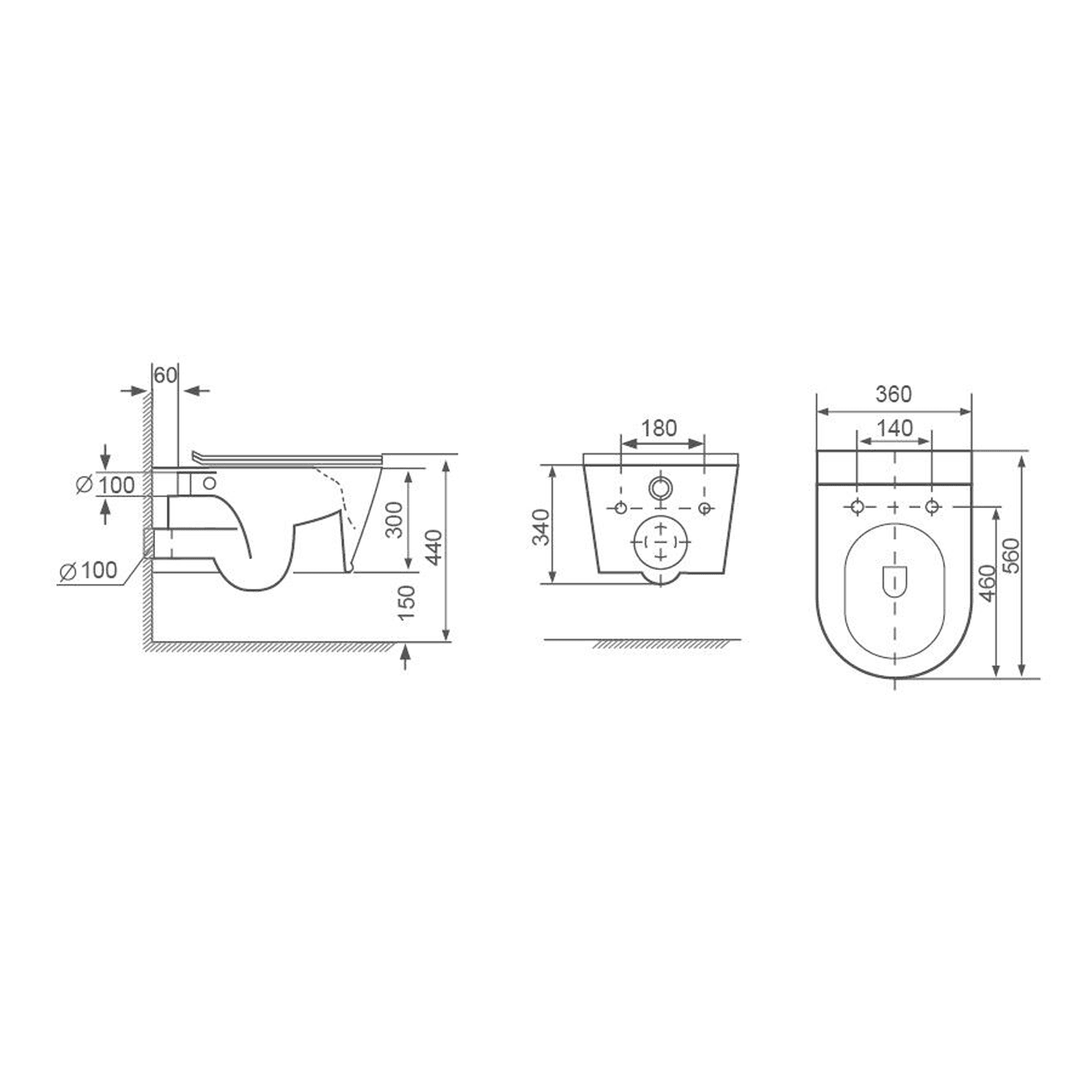 GALIA WC wiszące Rimless 37x54,5 cm