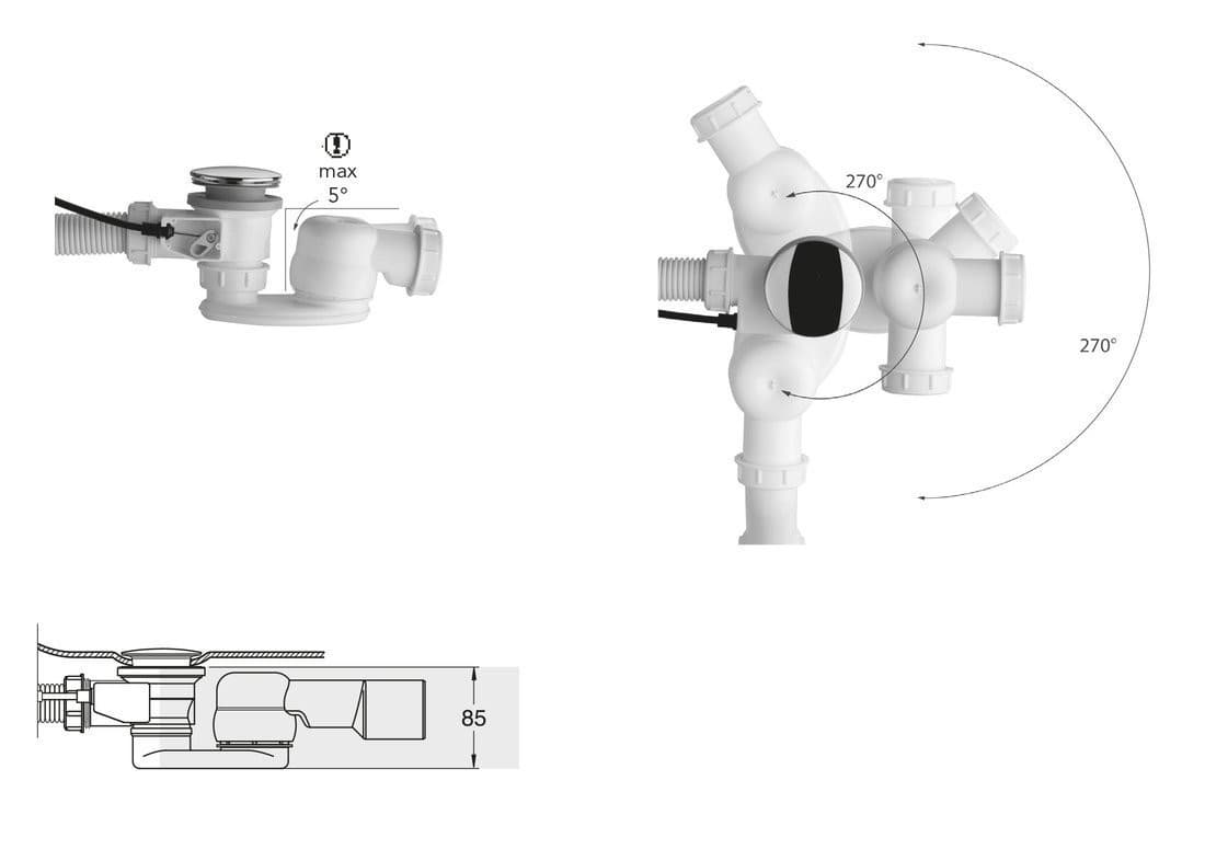 Półsyfon niski 1'1/2, wysokość 42mm, biały