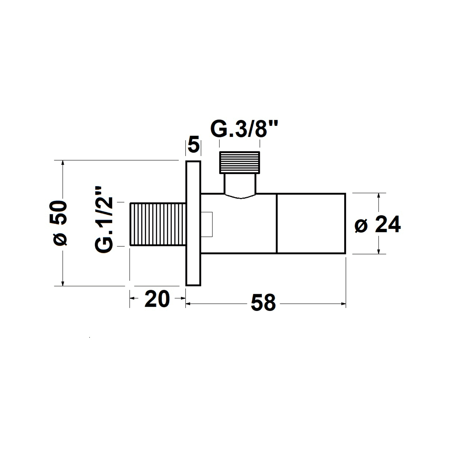 Zawór kątowy okrągły 3/8'' x 1/2'' czarny mat