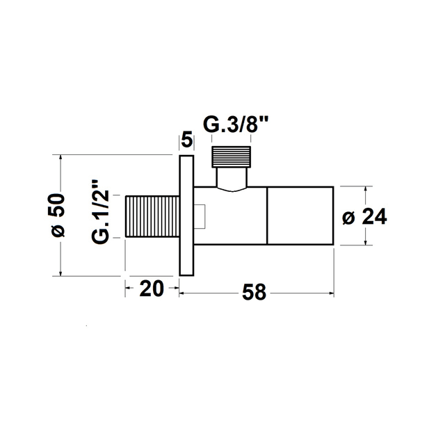 Zawór kątowy okrągły 3/8'' x 1/2'' czarny mat