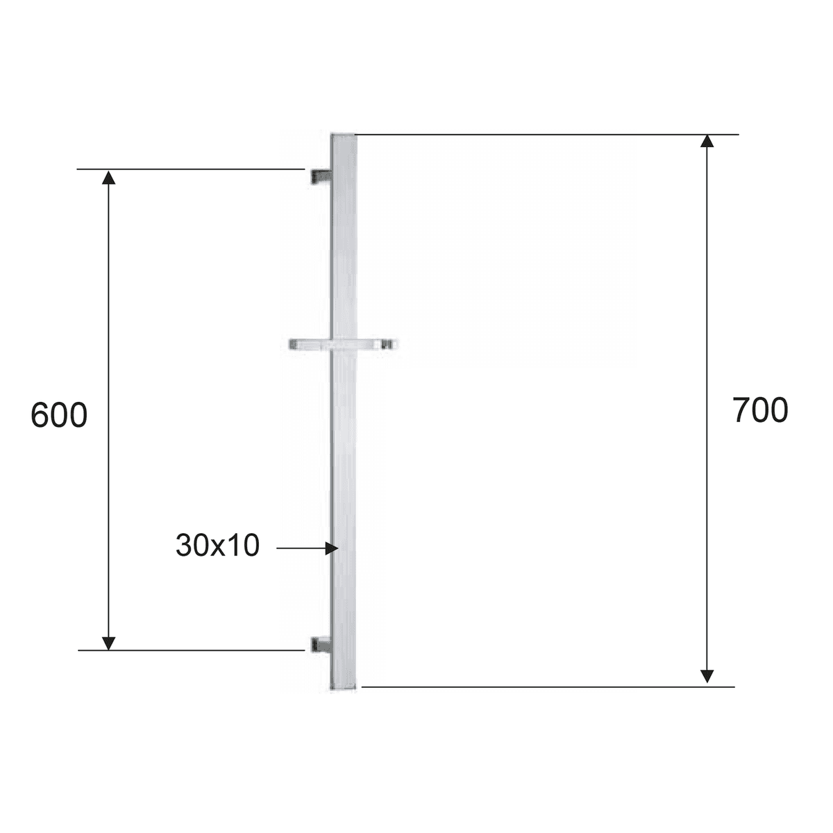 Drążek prysznicowy przesuwny 700mm złoto