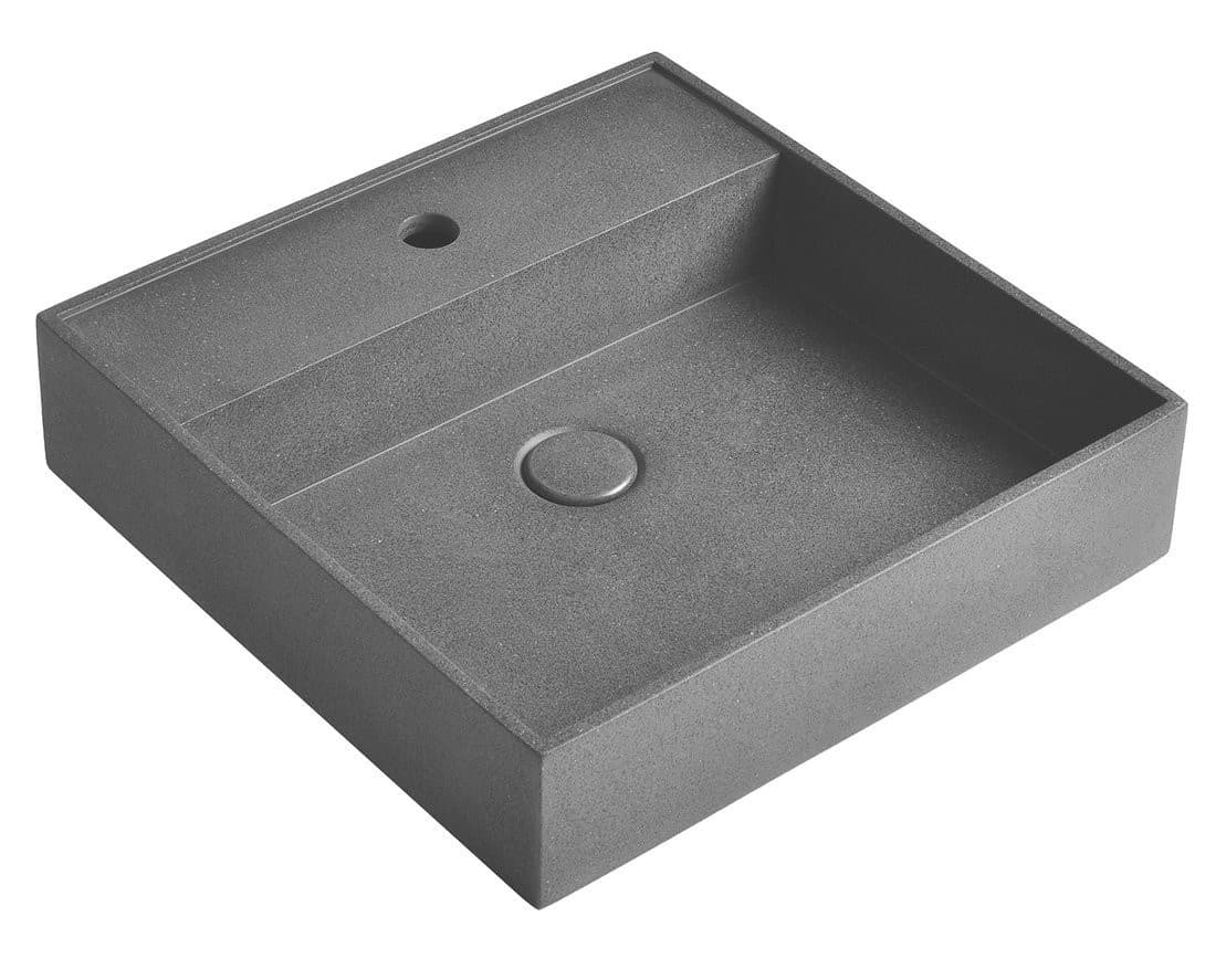 QUADRADO umywalka betonowa 46x46 cm z korkiem klik-klak
