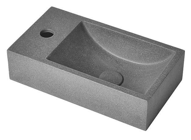 CREST L umywalka betonowa z korkiem 40x22 cm czarny granit