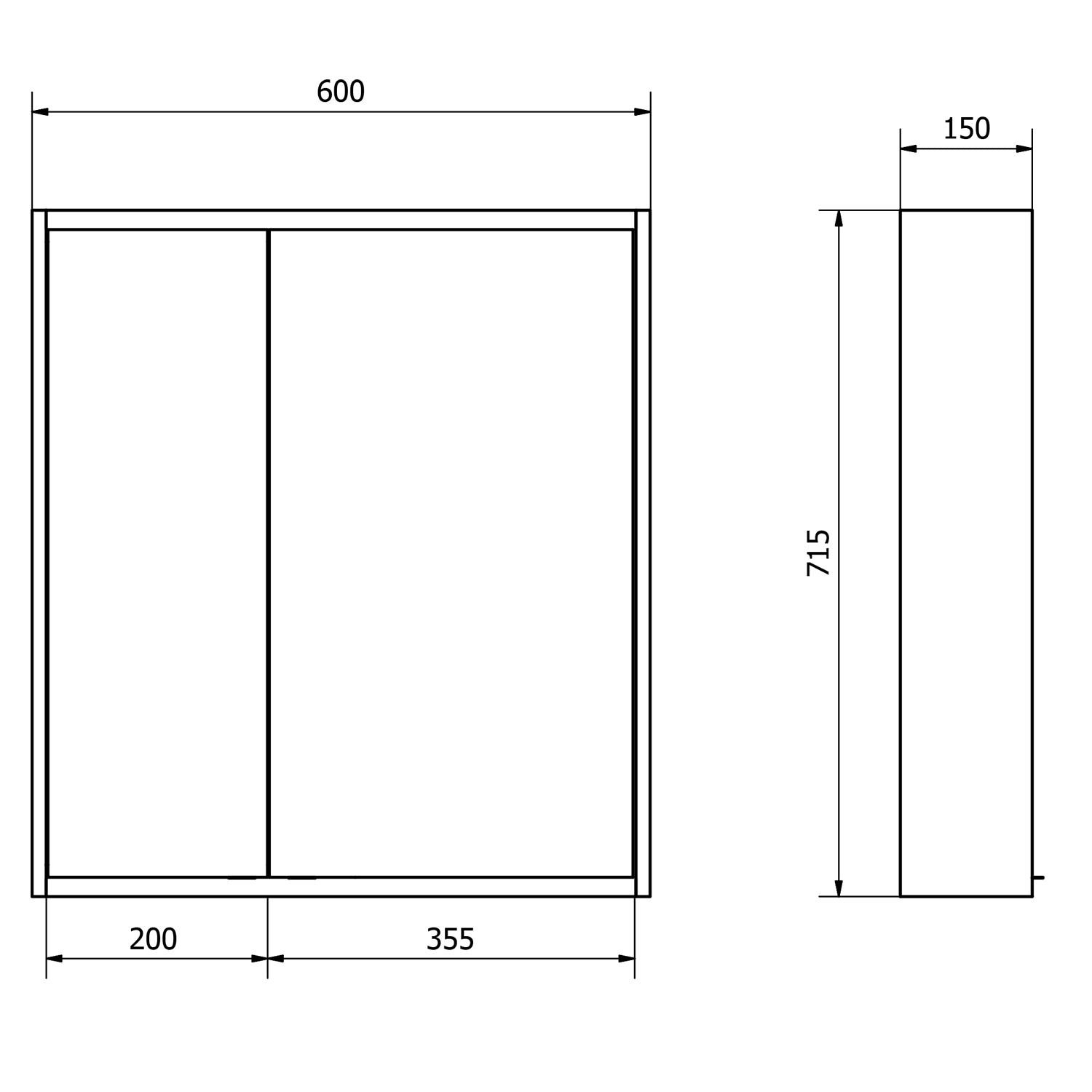 BATU szafka z lustrem z oświetleniem LED, 60x71cm