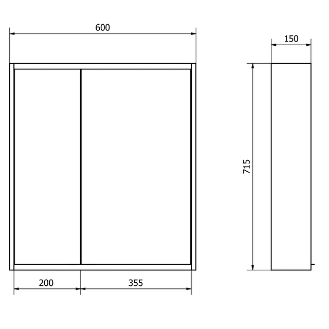 BATU szafka z lustrem z oświetleniem LED, 60x71cm