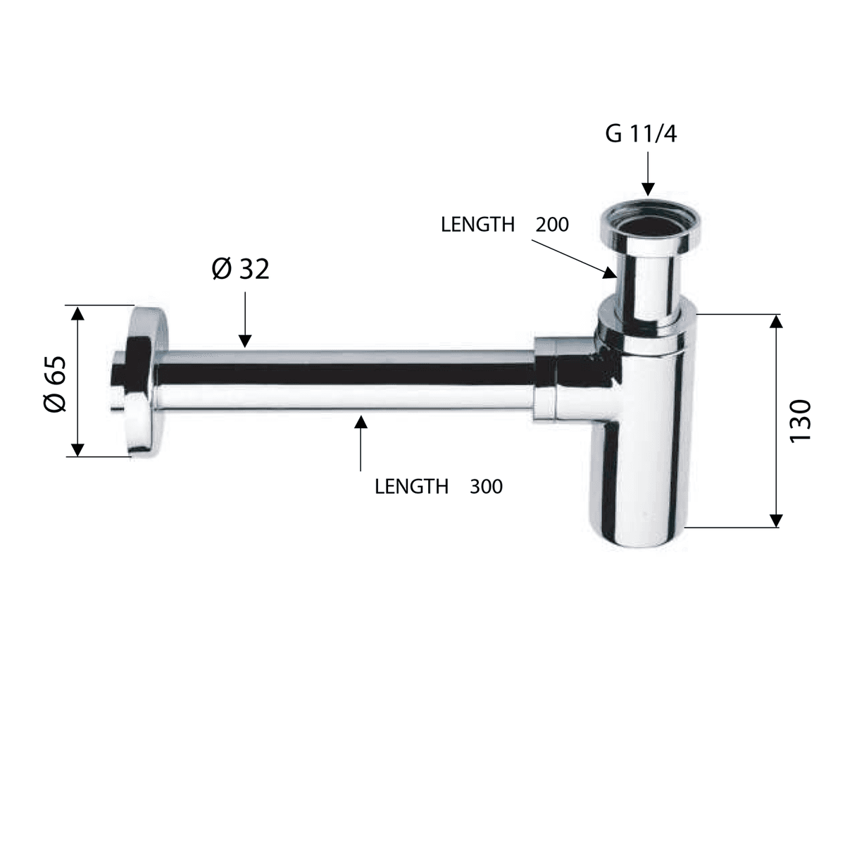 Syfon umywalkowy złoty 1'1/4, odpływ 32 mm