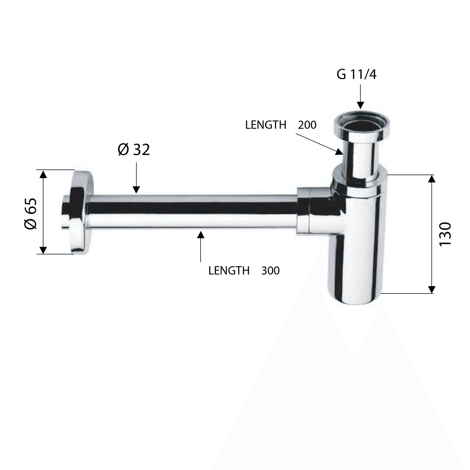 Syfon umywalkowy złoty 1'1/4, odpływ 32 mm