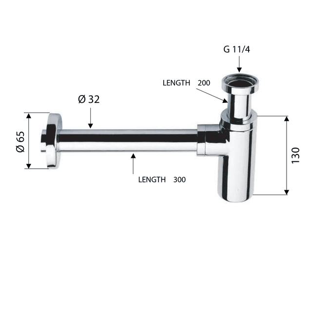 Syfon umywalkowy złoty 1'1/4, odpływ 32 mm
