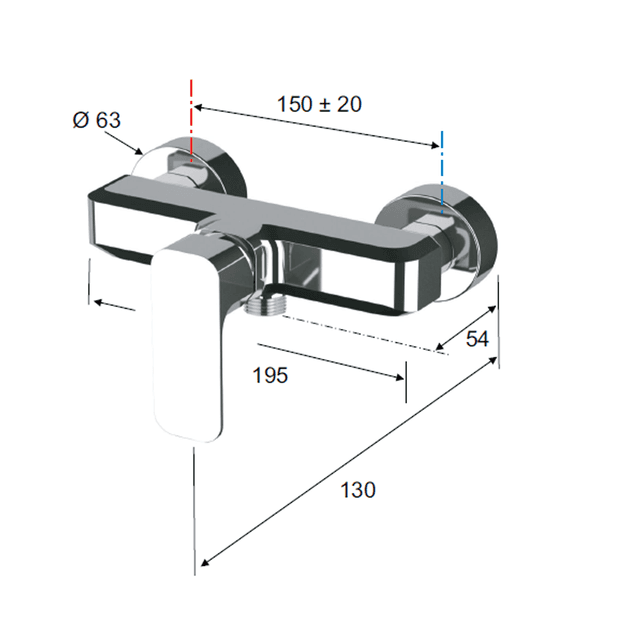 SPY bateria prysznicowa ścienna złota, 150 mm