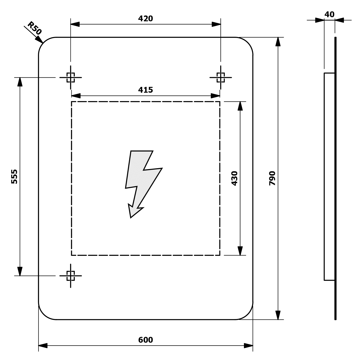 SENFINECO lustro LED 650x800mm z efektem 3D