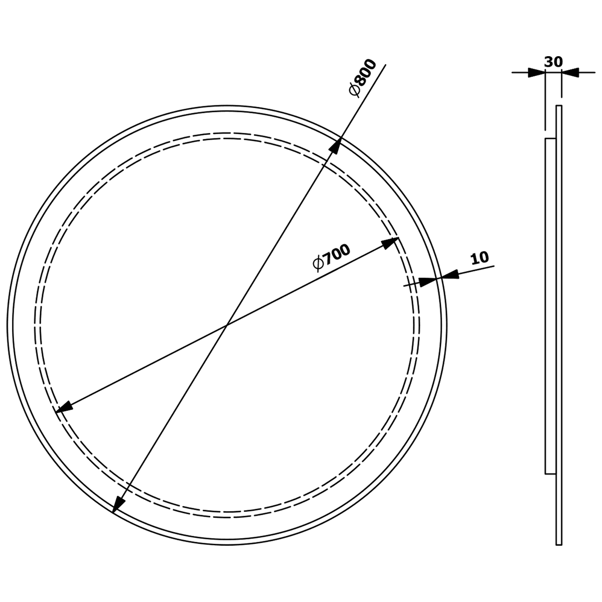 SHARON lustro LED z podświetleniem Ø 80 cm matowe czarne (E28904CI)