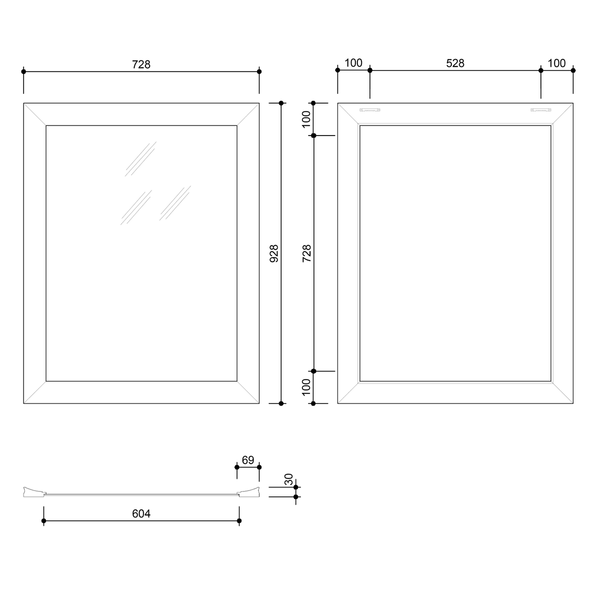 CORONA lustro w drewnianej ramie 728x928 mm, szampan