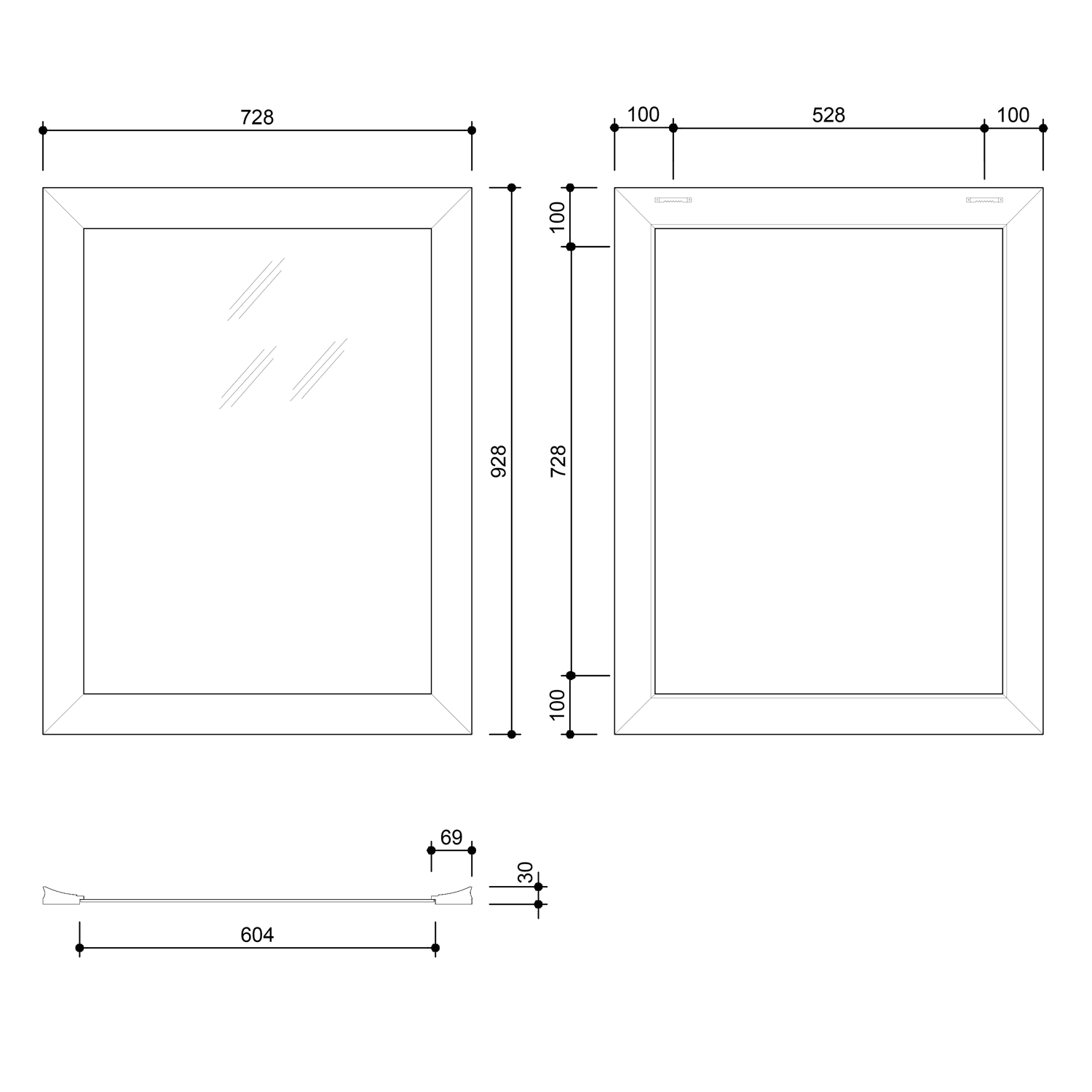 CORONA lustro w drewnianej ramie 728x928 mm, szampan