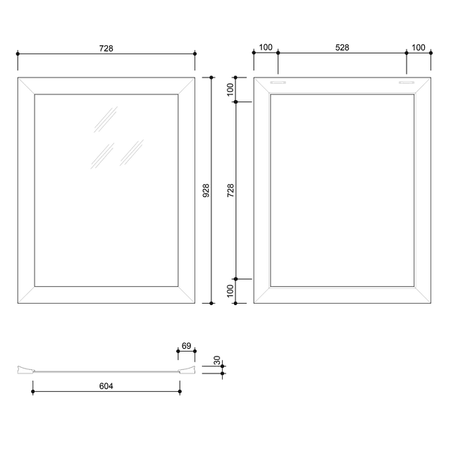CORONA lustro w drewnianej ramie 728x928 mm, szampan