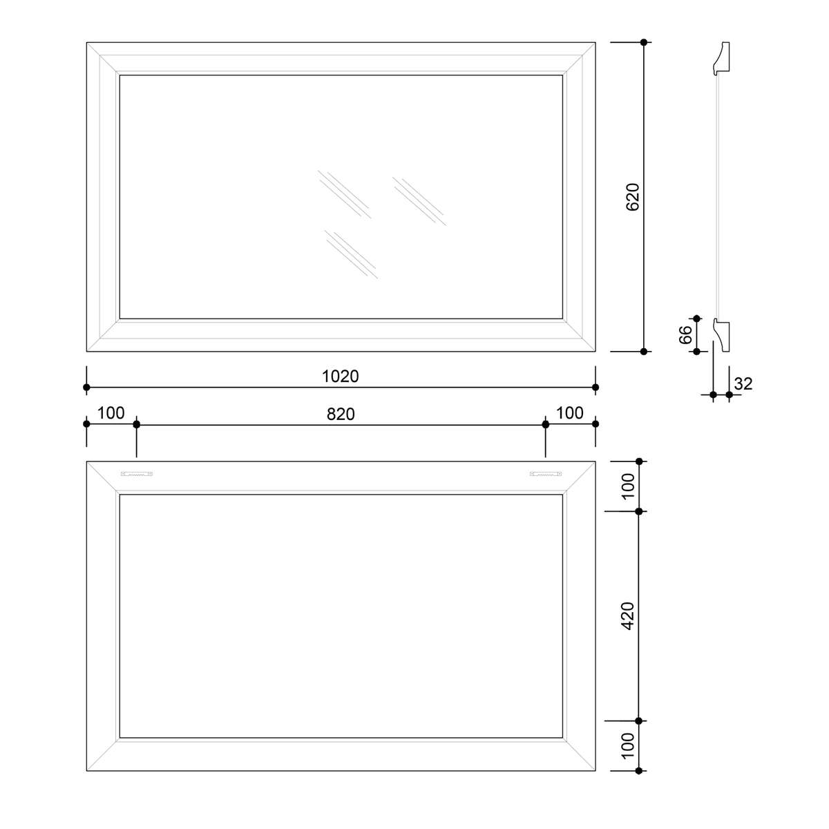 AMBIENTE lustro w drewnianej ramie 620x1020 mm