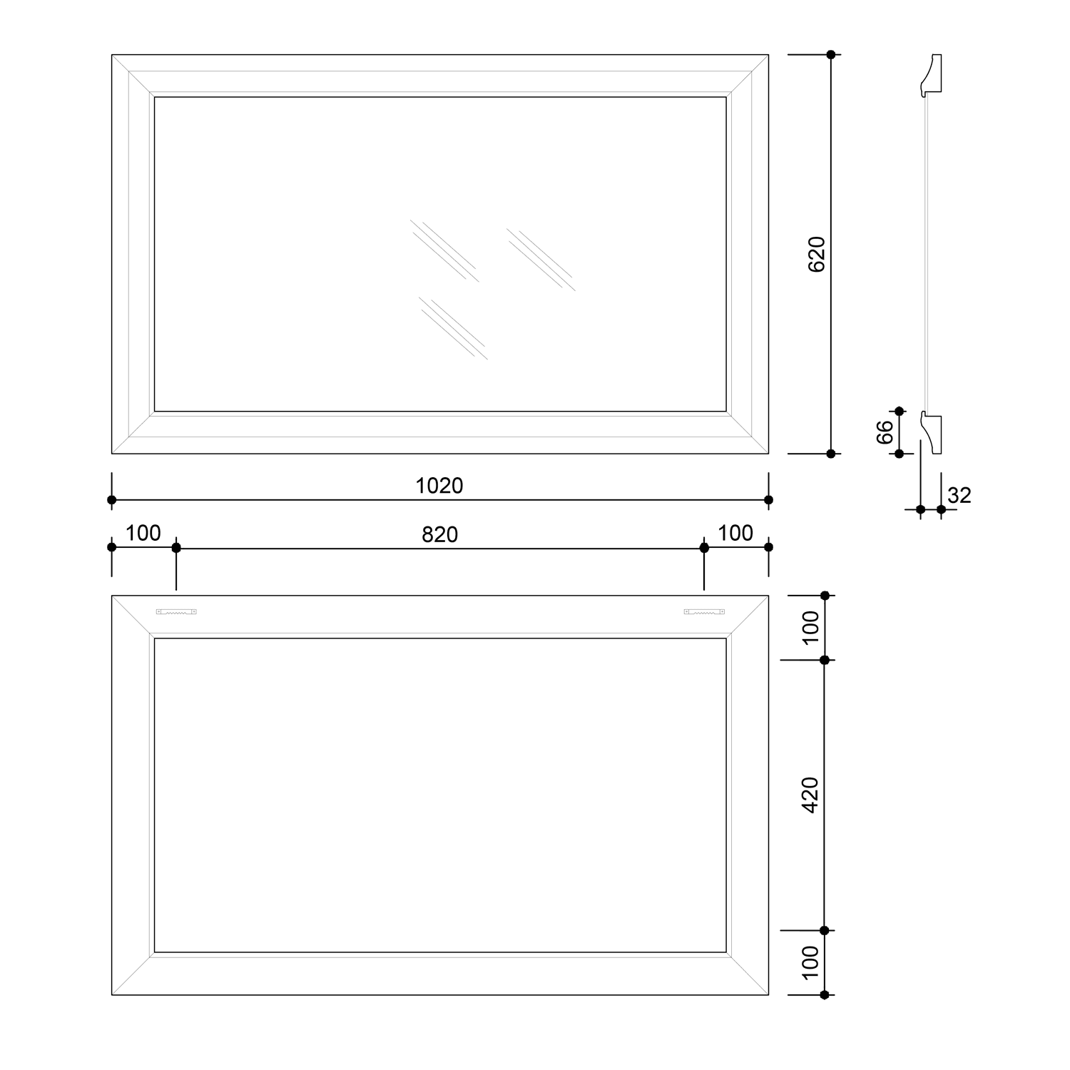 AMBIENTE lustro w drewnianej ramie 620x1020 mm