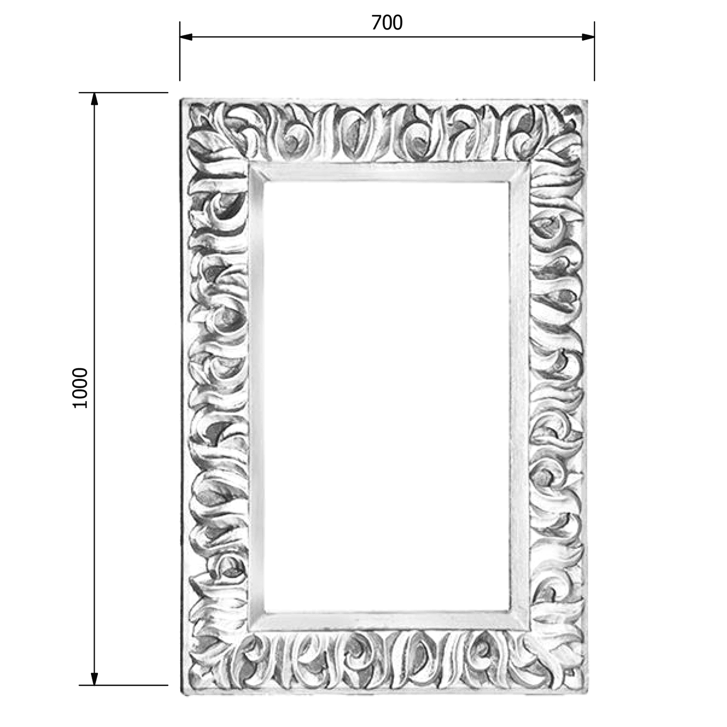 ZEEGRAS Lustro w ramie 70x100 cm srebrne Antique