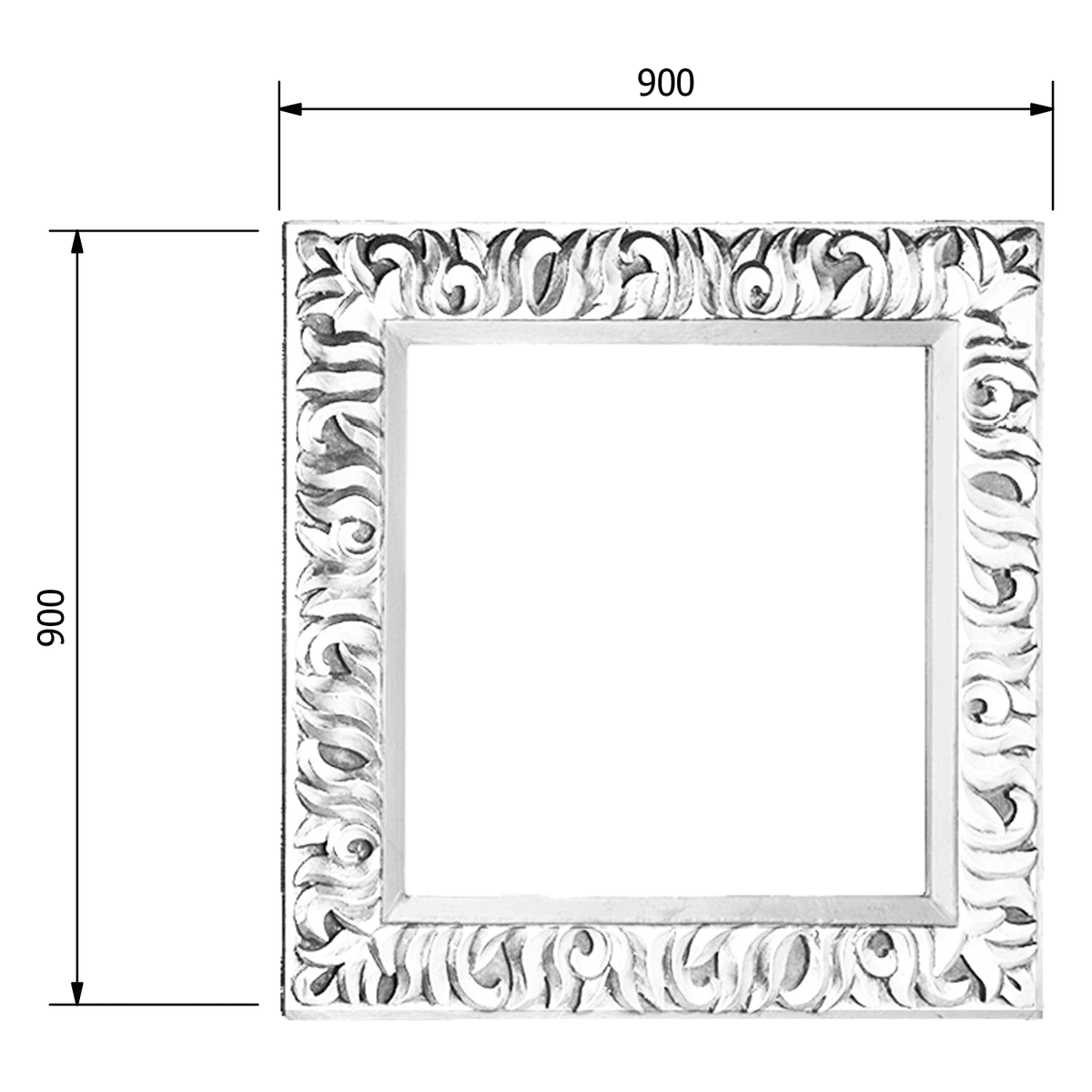 ZEEGRAS lustro w ramie, 90x90 cm, srebrne Antique