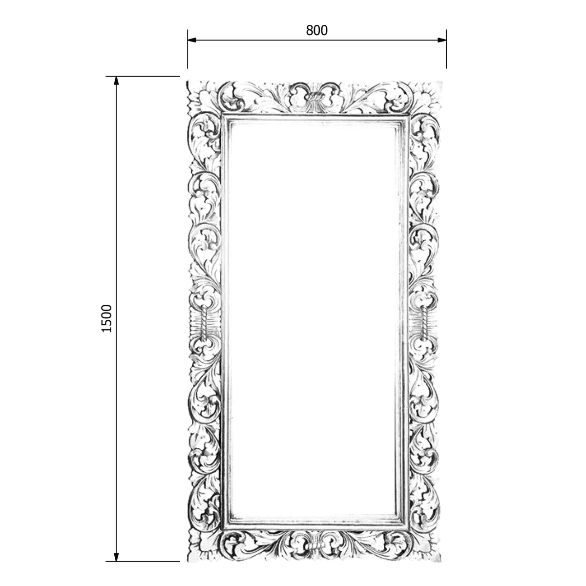 SCULE Lustro w ramie 80x150 cm srebro Antique