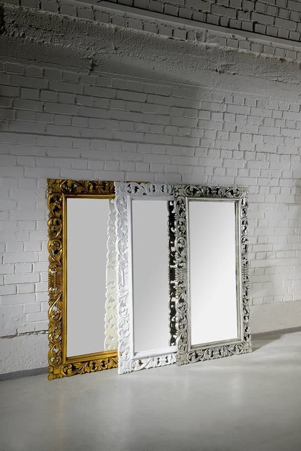 SCULE Lustro w ramie 80x150 cm srebro Antique