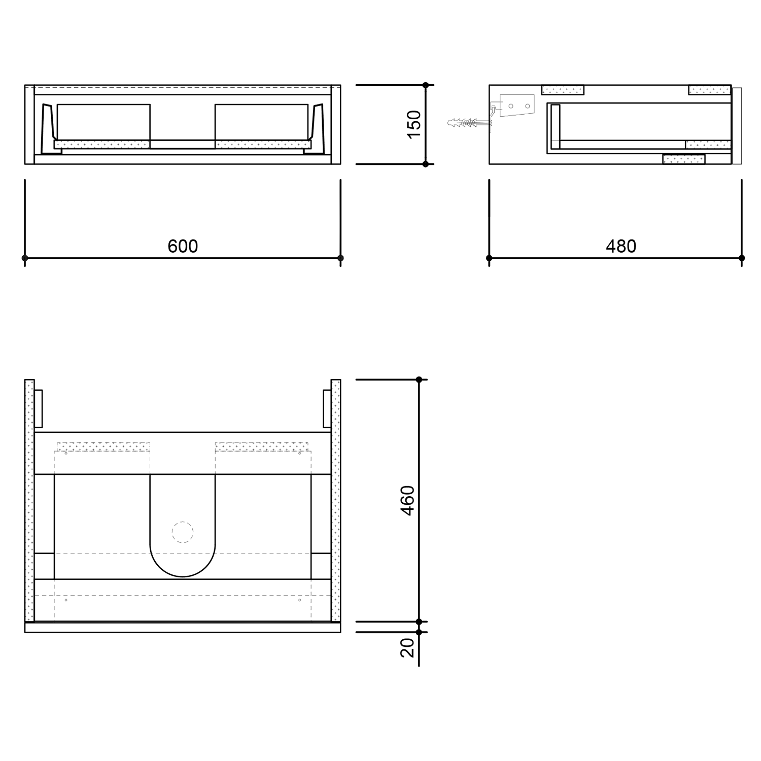 AVICE szuflada umywalkowa 60x15x48cm biała AV605