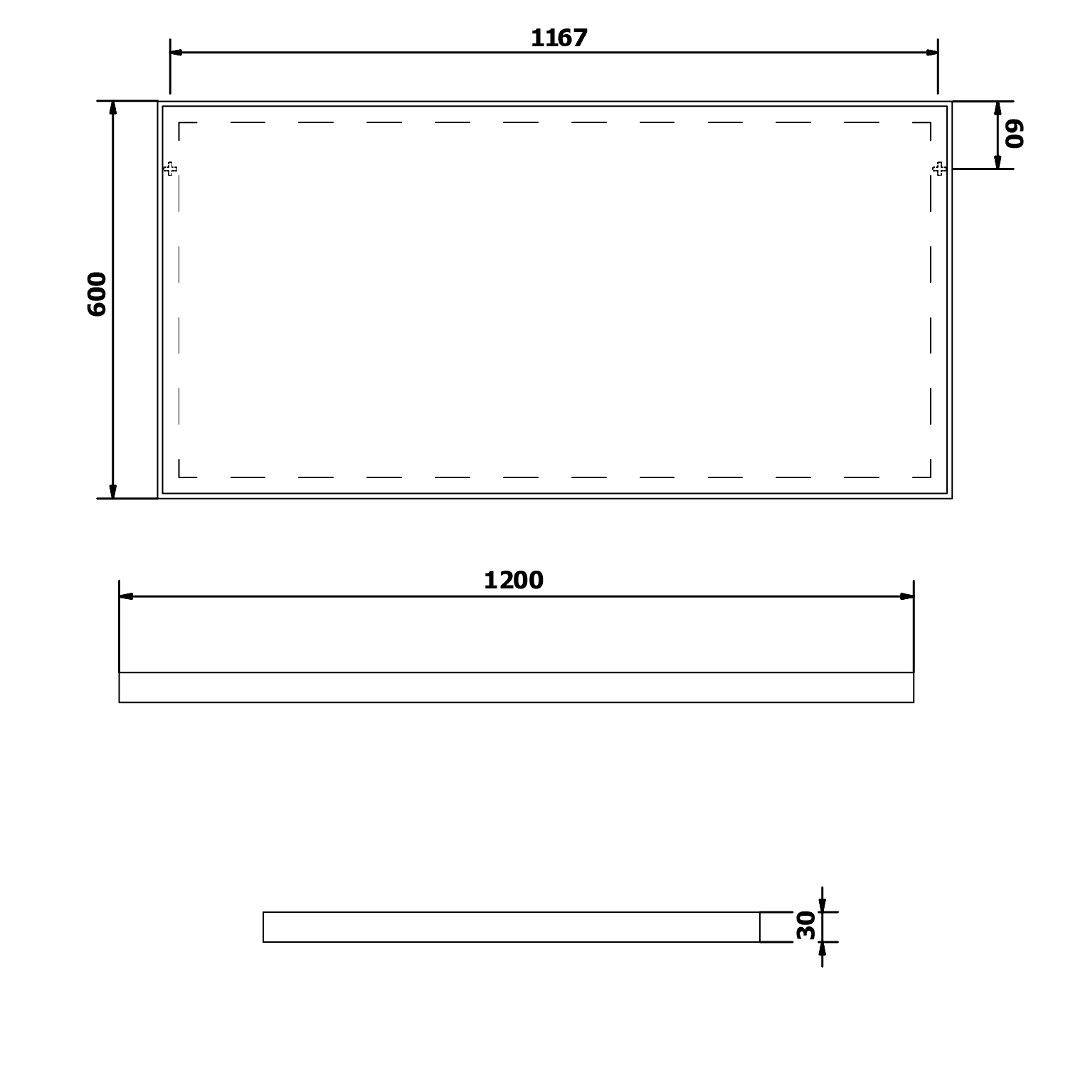 AROWANA Lustro w ramie aluminiowej 1200x600mm czarny mat
