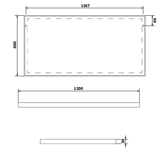 AROWANA Lustro w ramie aluminiowej 1200x600mm czarny mat
