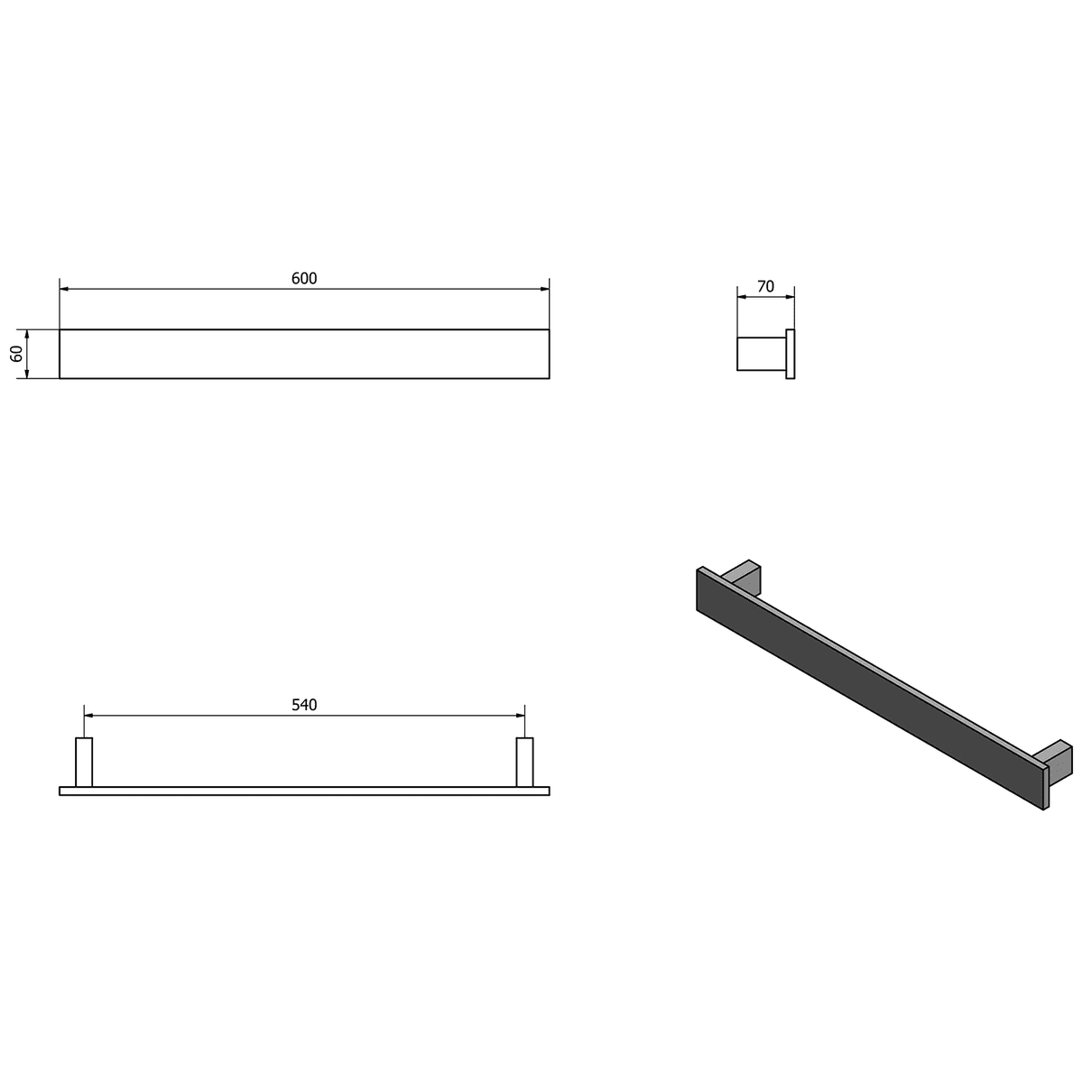 PATRON wieszak na ręcznik 600x60mm, biały stalowy